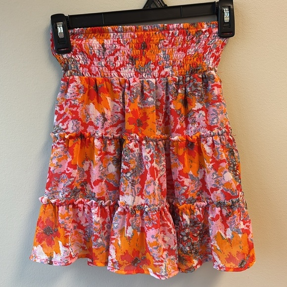 Chelsea & Violet Orange Flutter Sleeve Wrap Blouse and skirt medium - Picture 10 of 12